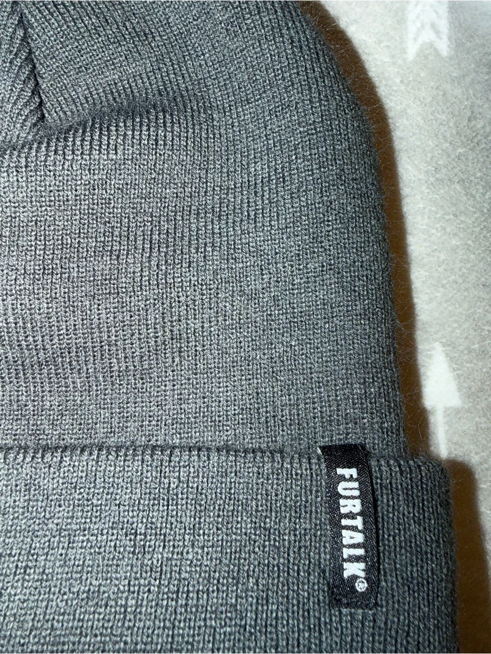 FURTALK Charcoal Gray Rib Knit Cuffed Beanie